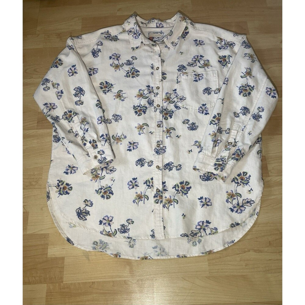 Pilcro Anthropologie Kailey Floral Tunic Button Down Size Large - Picture 8 of 13
